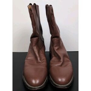 Justin Brown Leather Cowboy Boots Style 3404 Made In USA Size 11.5 E